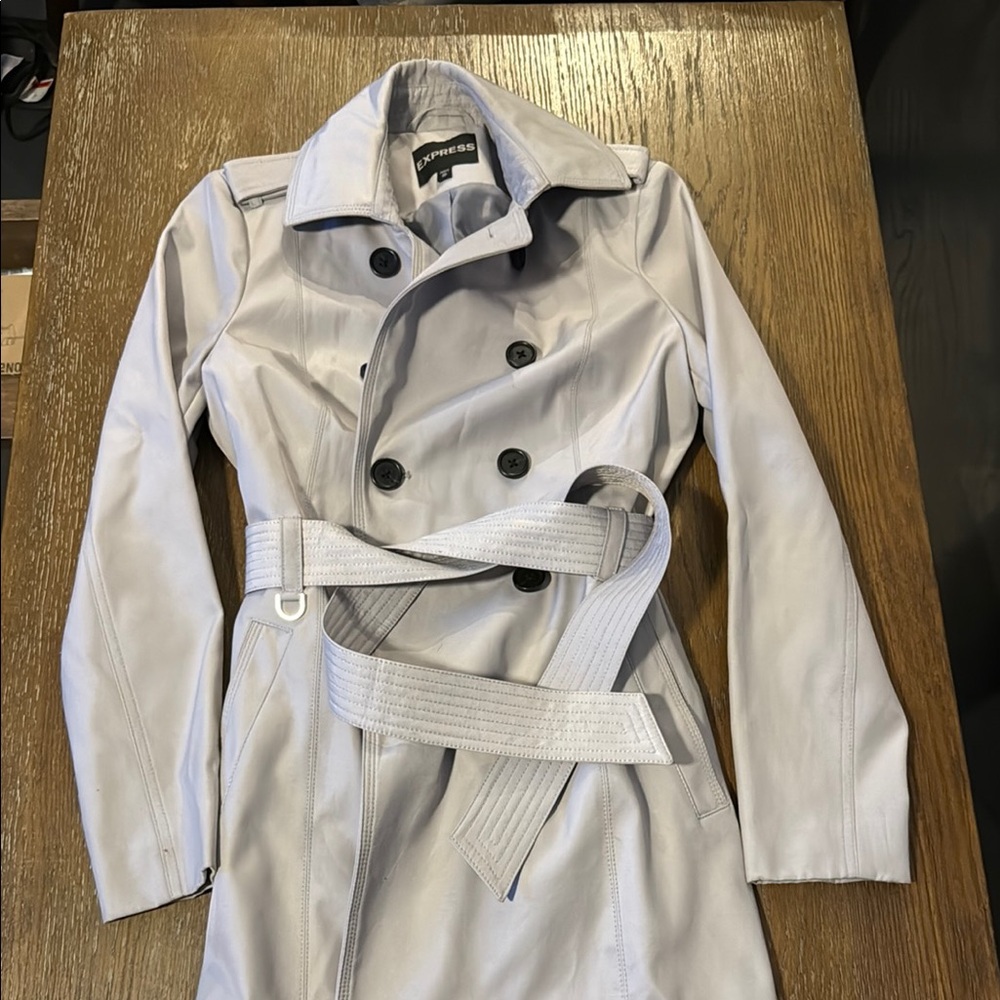 Express Light Gray Trench Coat
